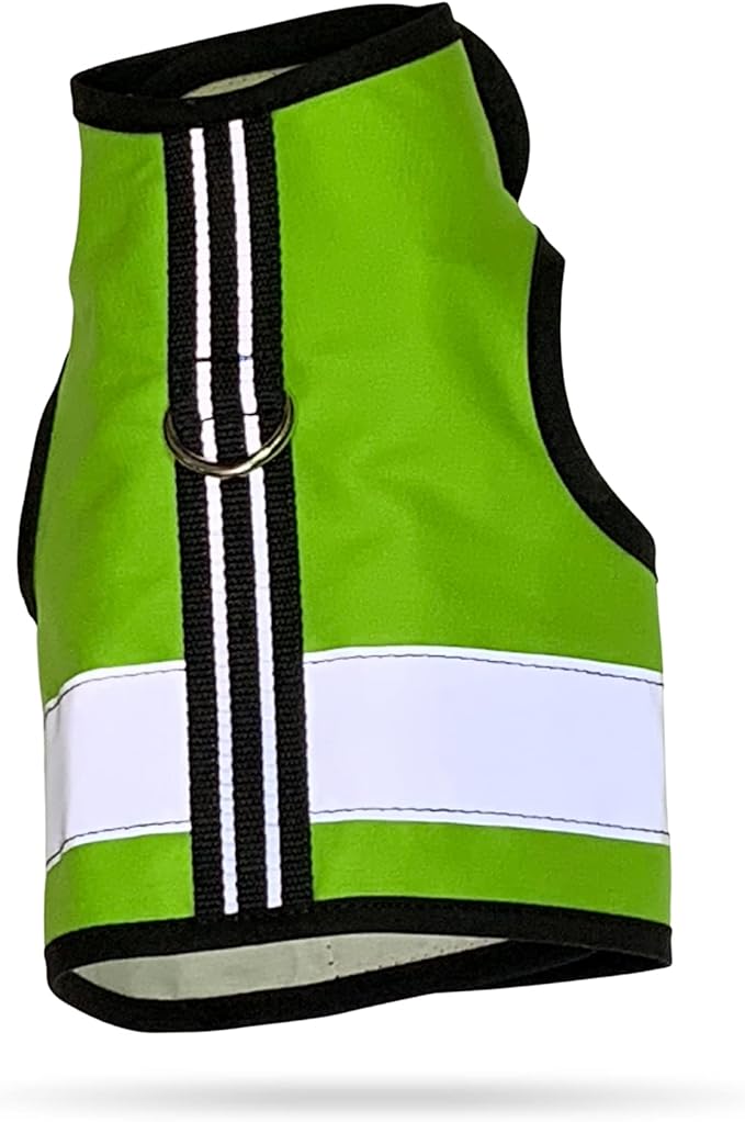Reflective Cat Harness - High-Visibility Cat Vest for Day & Night | Secure, Breathable and Washable Cotton | Ideal for Walking & Traveling - Loud Lime, S to M