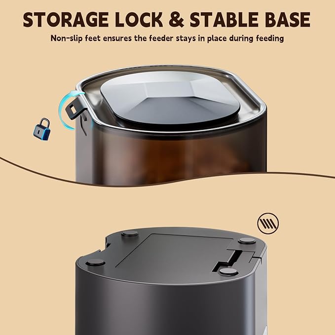 Automatic Cat Feeder & Fountain, 3L Timed Dry Food Dispenser, 10 Portions 1-4 Daily Meals, Auto Feeder with Desiccant Bag, Water Dispenser with Filter, Wire or Battery Powered