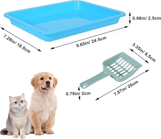 6 Pcs Kitten Litter Box, Low Entry Litter Box with Scooper, Portable Litter Box Shallow Litter Pan Open Travel Kitten Boxes for Small Cat, Hamster, Rabbit, 6 Colors