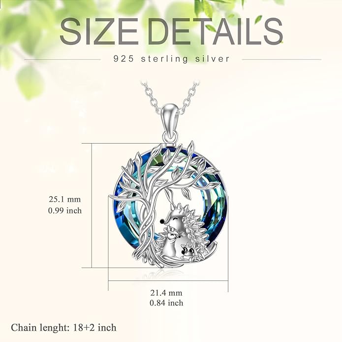 TOUPOP Tree of Life Animal Necklace 925 Sterling Silver Crystal/Abalone Shell Animal Pendant Jewelry Birthday Mothers Day Gifts for Women Mom Wife Her