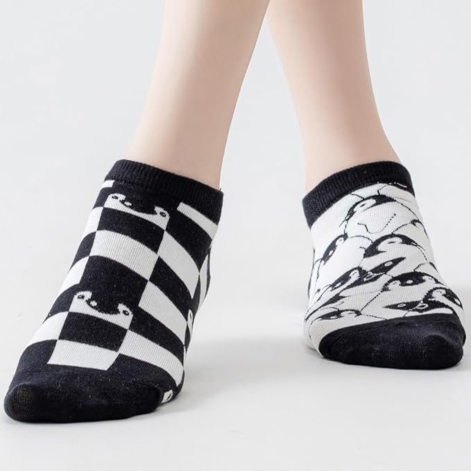 2 Pairs Funny Cartoon Animal Print Cotton Ankle Socks for Women Teens