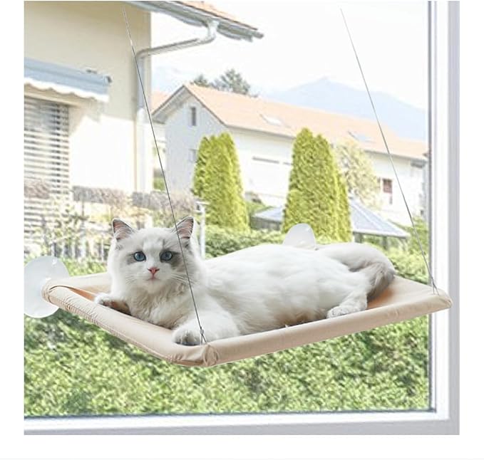 Cat Window Perch Hammock Window Seat-Large Cat Hammocks Bed for Indoor Cats with 4 Strong Scution Cups,Kitty Sunny Bed Window Sill Shelf Sturdy Resting Seat Holds Up 40lbs Pet Hammocks