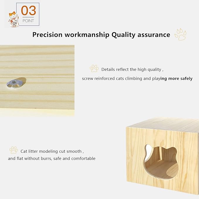 Cat Wall Shelves, Shelves and Perches for Wall, Furniture Set 7 PCS Mounted with 1 Condos House, 4 Sisal Scratching Post, Ladder