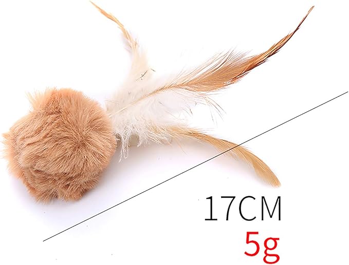 2 Pcs Cat Toys Interactive Refill Replacement Feather Pack Furry Tail Butterfly Dragonfly Fish Mouse Caterpillar Worm Birds Feathers for Kitten Cats, 21 Variety Styles CT15B-Rabbit Brown
