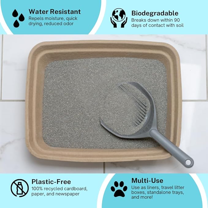 8-Pack Disposable Litter Boxes for Cats | Size Large | Durable and Water Resistant