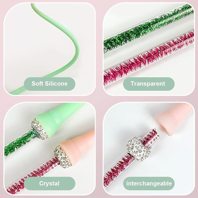 2PCS Cat Toy Wand, Silicone Mice Tail Teaser Toys Interactive Cat Toys with 2 Replaceable Tail for Indoor Cats Kittens Chase Exercise