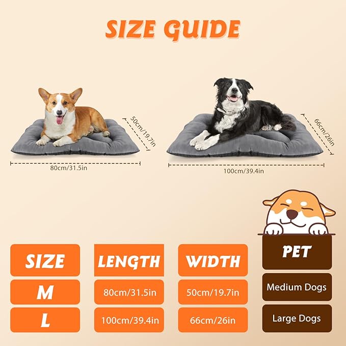 Nobleza Warm Dog Sleep Bed Mat for Cold, Winter Self-Heating Beds Pet Cat Crate Pad Fluffy Comfy Kennel Anti-Slip for Small Medium Dog Kitten, Lightweight Sleeping Dog Travel Mat for Outdoor Indoor