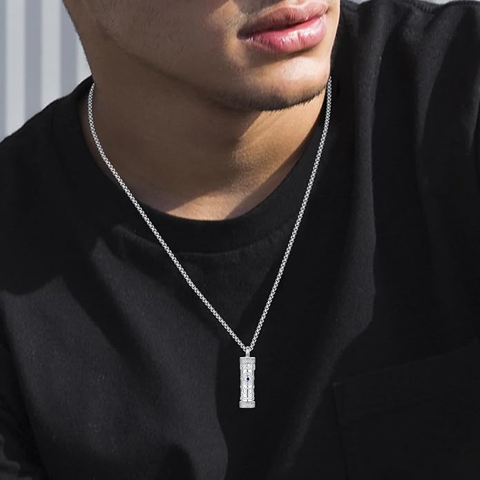 Aniu Cremation Jewelry for Ashes S925 Sterling Silver Urn Necklace Memorial Necklace for Human Ashes of Loved Ones Keepsake Pendant for Men Women