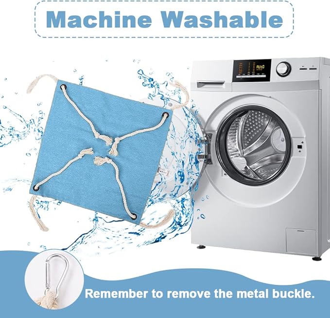 Cat Hammock, Breathable Pet Cage Hammock, Cat Hanging Bed with Metal Carabiners and Tassels, Cat Hanging Hammock for Cage, Hammocks for Kittens, Rabbits, Small Dogs (Light Blue)