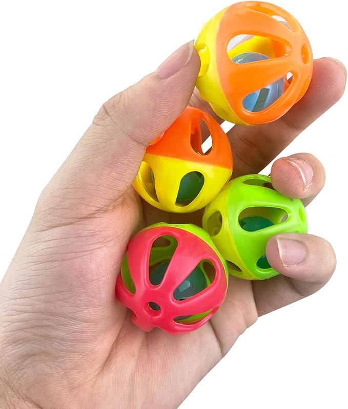 Andiker Cat Ball Toy With Bell, 6Pack Set Premium Plastic Jingle Cat Bell Balls for Cat Training &Exercising Assorted Color Interactive Cat Balls with Bell Inside for Cat Lovers&Kitten Gift Indoor (6)