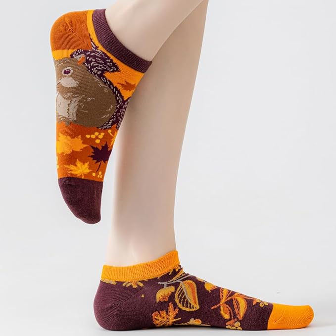 2 Pairs Funny Cartoon Animal Print Cotton Ankle Socks for Women Teens