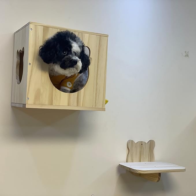 WONFUlity Cat Shelves and Perches for Wall, Cat Hammock Wall Mounted Cats Shelf and Climbing Shelf with Sisal Scratching and Climbing Bridge Step Modern Cat Bed &Cat Furniture