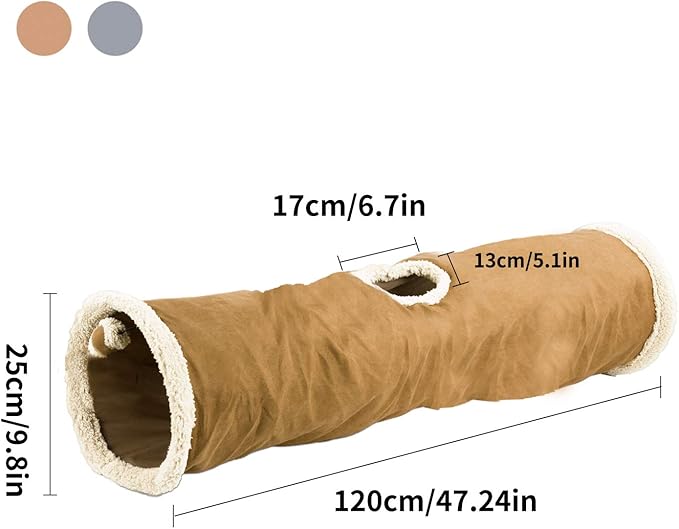 ALL FOR PAWS Collapsible Cat Tunnel Crinkle Cat Toys Play Tunnel Tube,You Will Receive Either a Gray or tan Tunnel