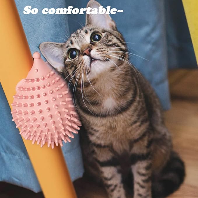 4.5in Cat Self Groomer Wall Mount, Corner Face Scratcher and Massage Comb for Cats and Dogs (3Pcs)