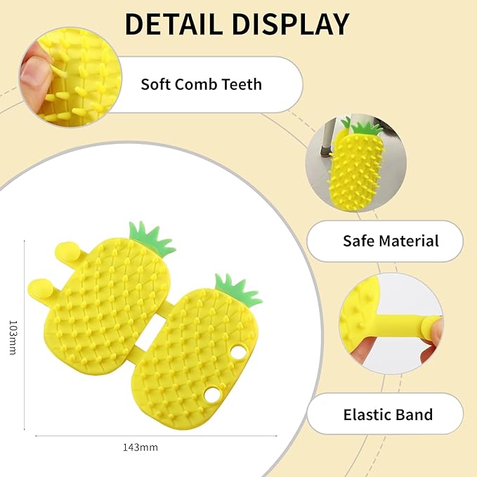 2Pcs Pineapple Cat Self Groomer and Corner Brush, Reduce Shedding, Scratching and Itchiness, Pet Tickling Artifact with Silicone Bristles, Easy Installation for Cat Dog Pet Self Cleaning Cat Brush Toy