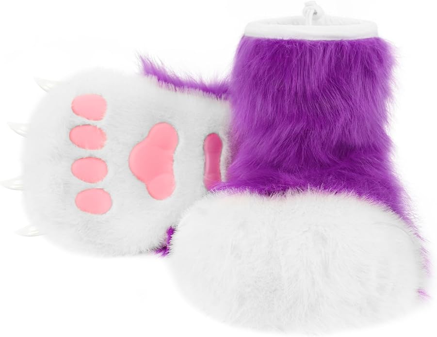 Animal Fuzzy Slippers Bear Cat Wolf Dog Fox Fursuit Feet Paw Claw Shoes Furry Boots Costume Accessories for Adult Kids