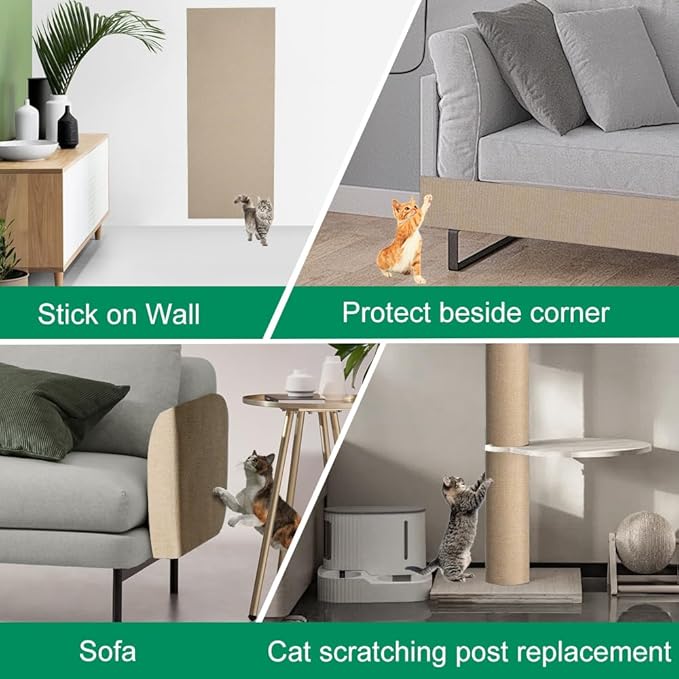 Extra Large 110"x 12.6" cat Wall Scratcher, Thickened Cat Wall Climbing Carpet, Trimmable Self-Adhesive Carpet for Replacement Pads, Covering Posts, and Furniture Protection (Coffee, 1PACK)