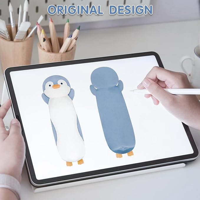 28 inch Penguin Stuffed Animal, Jumbo Long Soft Cuddle Pillow, Cute Blue Penguin Body Plushies Toy Gift for Kids, Boy and Girls Birthday