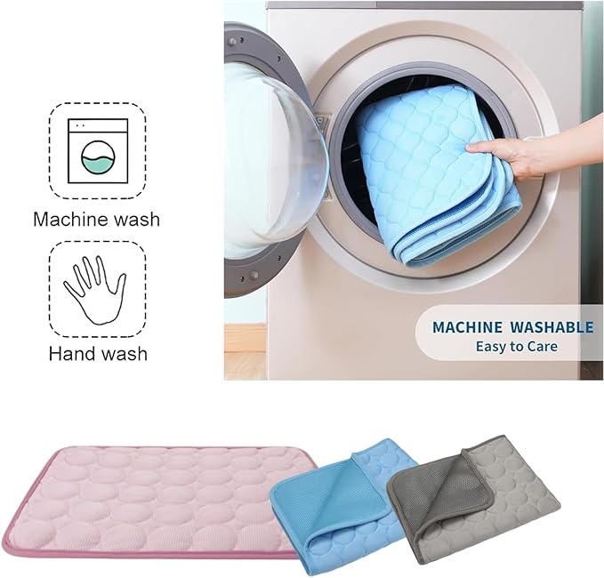 Pet Cooling Mat Cooling Fiber - Washable Non-Toxic Pet Indoor Outdoor Bed, Foldable Pee Pads for Dogs Settle Mat Cooling Dog Blanket Cat Cooling Pad (Grey, Medium)