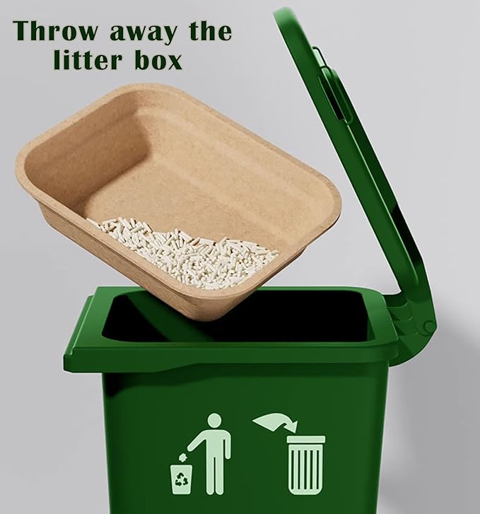 8 Pack Disposable Cat Litter Box, 17 x 13.2 x 4 Inch Large Kitty Litter Box Pans Paper Cat Litter Tray for Hamster, Guinea Pig, Rabbit, Portable