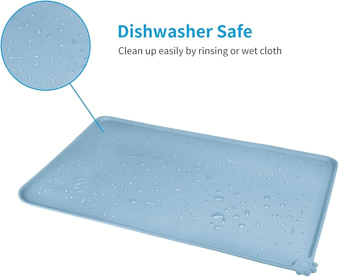 AUDWUD Silicone Waterproof Pet Feeding Mats,Anti Slip Bowl Pad,Dog Mat for Food and Water