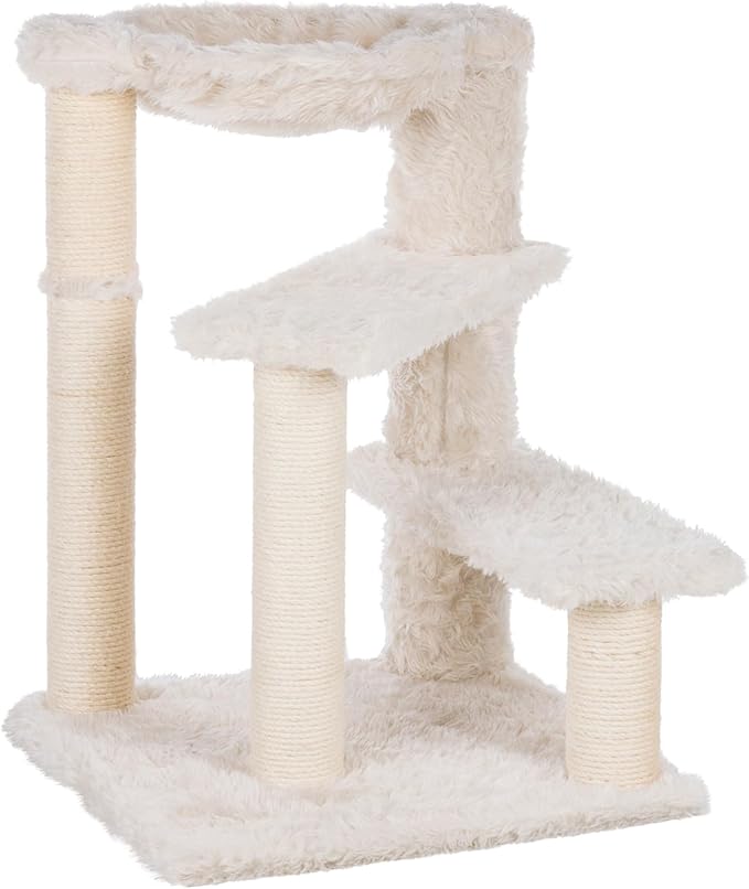 TRIXIE Baza Senior Cat Tree with Hammock and Steps | Scratching Posts | Cat Playground | Cream, Medium, (44544)
