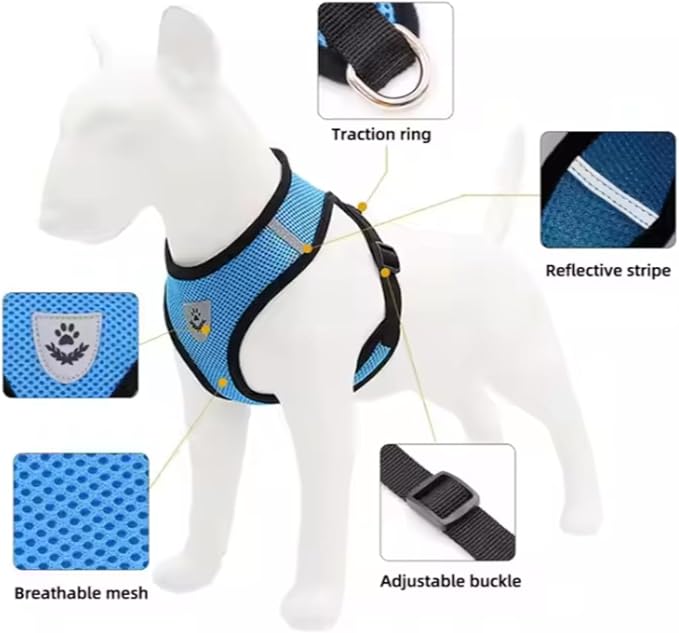 Step-in Dog, Cat, and Puppy Harness and Leash | All Weather Mesh | Reflective Harness & Leash for Small Dogs and Cats (Pink, Extra Large)