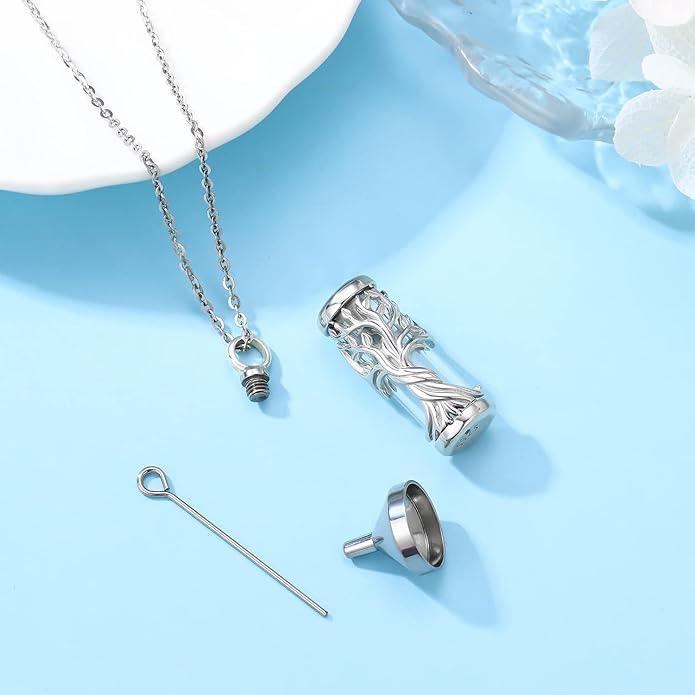 Aniu Cremation Jewelry for Ashes S925 Sterling Silver Urn Necklace Memorial Necklace for Human Ashes of Loved Ones Keepsake Pendant for Men Women