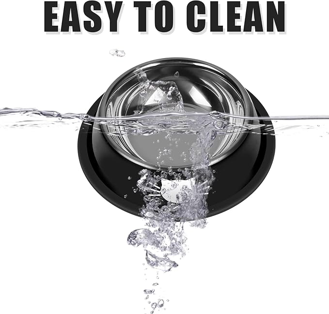 2Pcs Cat Bowls Non-Slip Stainless Steel Small Cat Food Bowls Unbreakable Thicken Cat Feeder 13 Oz Cat Dishes Suitable for Indoor Small Pets Removable Rubber Base Easily Clean Lovely Color