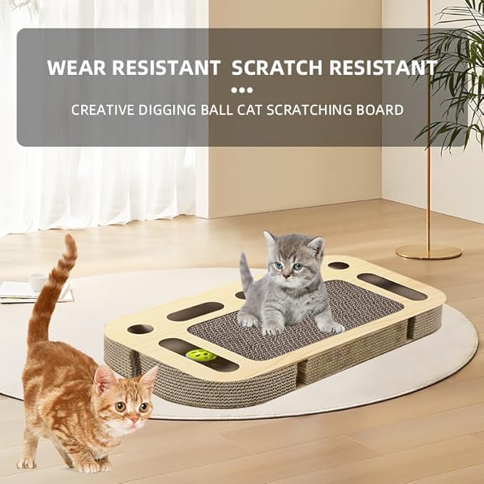 Vivicreate Multi-Functional Cat Scratching Board, High-Density, Breathable, Abrasion Resistant Scratcher with Lounge Bed, Reversible