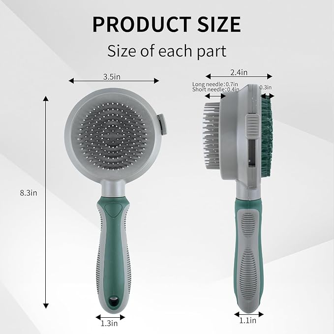 2in1 Silicone Brush for Cat and Dog Grooming - Soft Rubber Pins for Bathing, Massaging, Deshedding and Detangling Long-Haired Pets