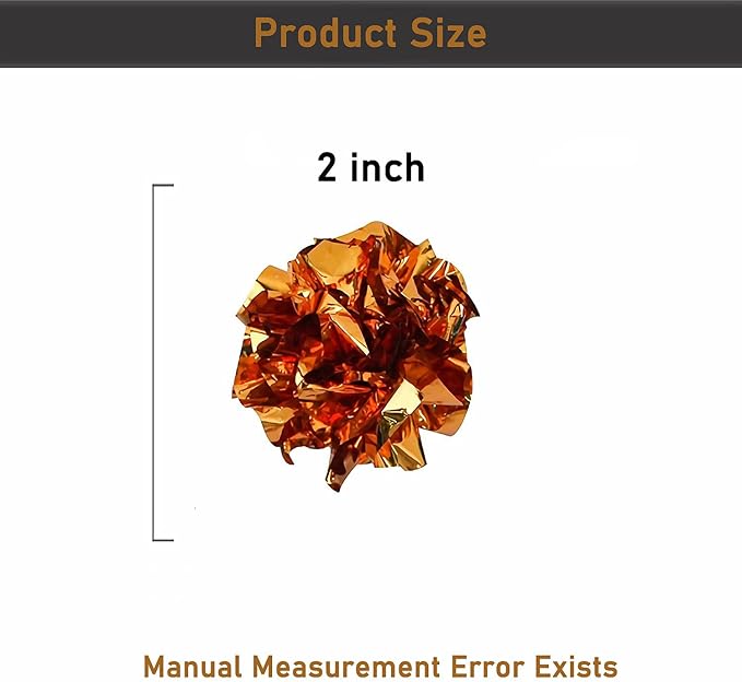 12PCS Cat Interactive Crinkle Balls,2.3 Inches Colorful Cat Mylar Ball Toys for Indoor Cats to Keep Fit and Active,Perfect for Kittens, Cats, and Puppies!