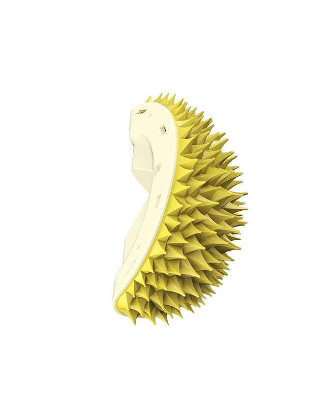 1PCS Cat Self Groomer Cat Dog Corner Hair Self Groomer Durian Shape Massage Brush Scratcher Combs Grooming Self-Adhesive Wall Corner Scratcher Pet Indoor Grooming Supply Scratch Massager Tool,Yellow