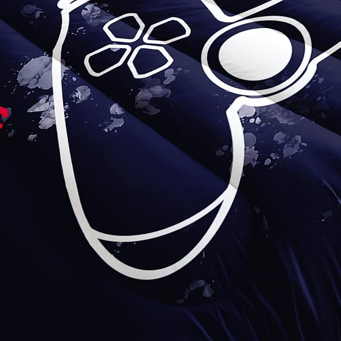 AILONEN Gamer Comforter Sets for Teen Boys, Gaming Bedding Sets Full Set,Video Game Bedspread,Game Duvet,Gamepad Bed Set,Controller Quilt Set,3 Piece 1 Comforter and 2 Pillowcases, Gamepad65