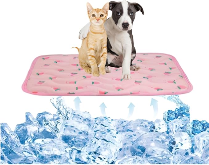 Pet Cooling Mat Cooling Fiber - Washable Non-Toxic Pet Indoor Outdoor Bed, Foldable Pee Pads for Dogs Settle Mat Cooling Dog Blanket Cat Cooling Pad (Pink, Medium)