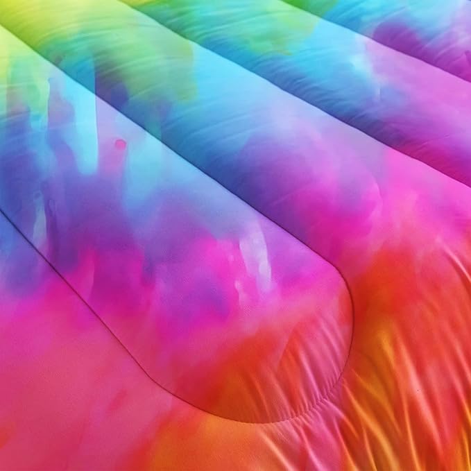 AILONEN Tie Dye Comforter Set for Teens Young Girls, Colorful Marble Bedding Set Full Size,Boho Psychedelic Color Duvet for Kids,Tie Dye Quilt,Microfiber,1 Comforter 2 Pillowcases 3 Piece