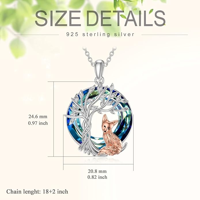 TOUPOP Tree of Life Animal Necklace 925 Sterling Silver Crystal/Abalone Shell Animal Pendant Jewelry Birthday Mothers Day Gifts for Women Mom Wife Her