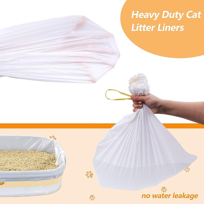 30 Count Cat Litter Box Liners, 36" x 18" Drawstring Litter Liner Bags for Litter Box, Extra Thick Durable Cat Litter Pan Bags for Pet Cat Supplies