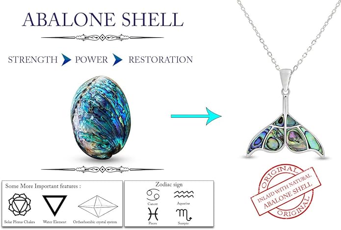 AFFY Abalone Shell Animal (Starfish, Dolphin, Seahorse, Frog, Dragonfly, Whale Tail, Turtle) 14K White Gold Over Sterling Silver Pendant Necklace Jewelry Gift For Her