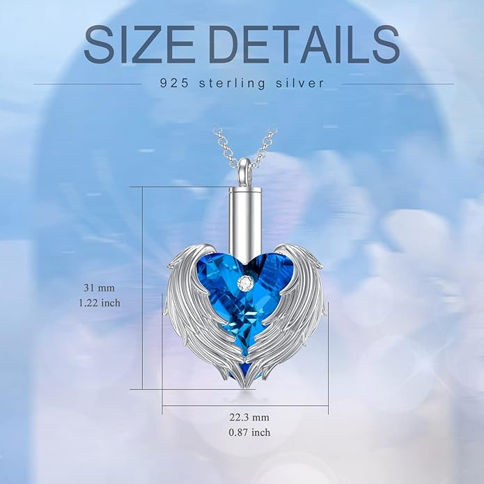 Animal Crystal Urn Necklace For Ashes Sterling Silver Butterfly Dragonfly Bee Phoenix Peacock Hummingbird Fox Angel Wing Pentagram Pentacle Cremation Necklace Heart Teardrop Urn Holder Necklaces For Women Memorial Jewelry