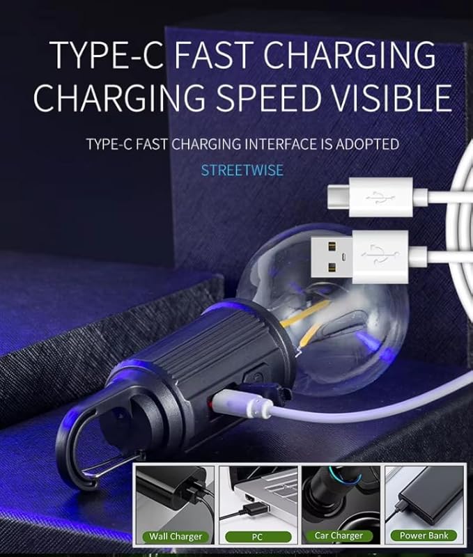 4 Pack Camping Lights Rechargeable, Hanging Tent Lights Bulb with Hook, Timer Function, 3 Lighting Modes Tent Lamp for Camping, Hiking, Backpacking, Emergency Outage(Black)