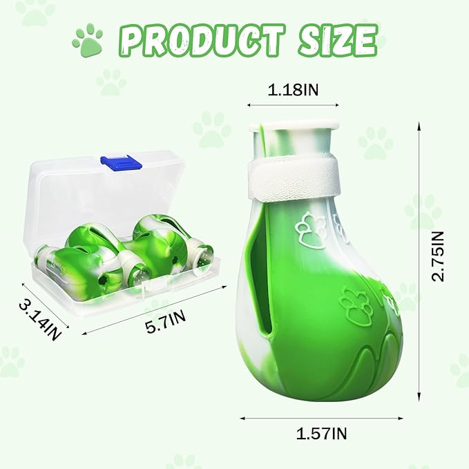 4 Pcs Cat Boots for Cats Only Cat Claw Covers Silicon Cat Mittens to Prevent Scratching Cat Booties for Bathing Nail Clipping Barbering Treatment (Green&White)