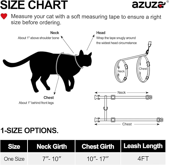 azuza Cat Harness and Leash Set for Safe Walking and Travel, Escape Proof Cat Harness, Lightweight Soft and Comfortable, Adjustable Kitten Harness for Small Medium Large Cats, Lemon