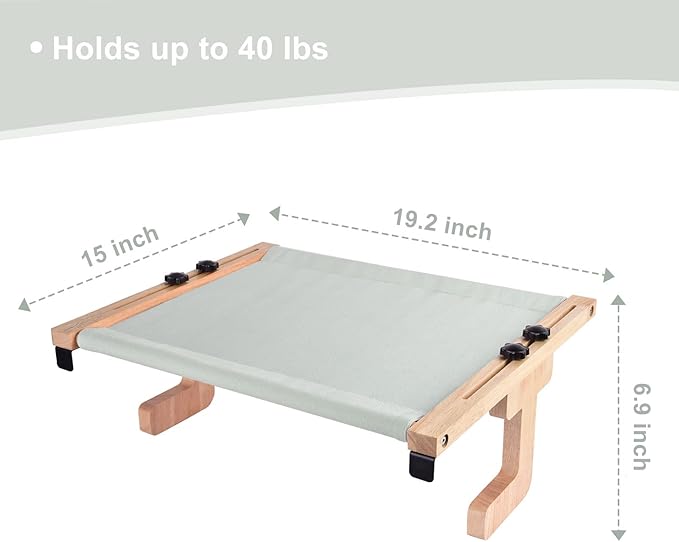 Petmolico Cat Window Perch, Wood Cat Ledge for Window Sill Cat Window Hammock for Indoor Cats up to 40 lbs, Gray