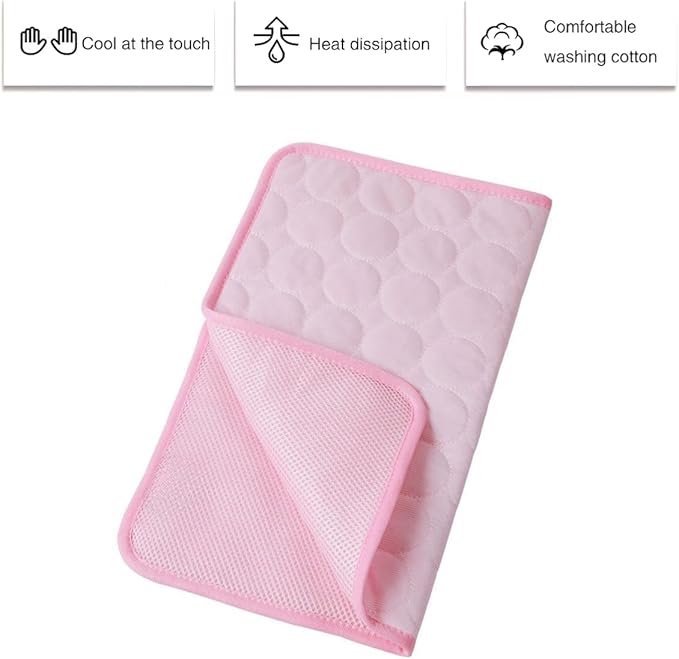 Pet Cooling Mat Cooling Fiber - Washable Non-Toxic Pet Indoor Outdoor Bed, Foldable Pee Pads for Dogs Settle Mat Cooling Dog Blanket Cat Cooling Pad (Pink, Medium)