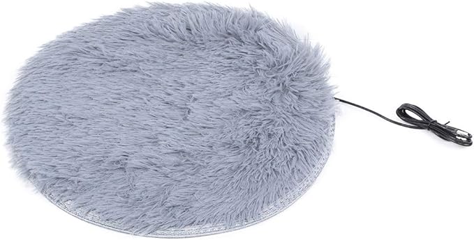 USB Charging Interface Cat Plush Mat,Pet Heating Pad, Plush Puppy Heating Pad, Professional Manufacturing Pet Warming Pad Pet Heating Blanket for Small Dogs Cats(Silver Gray)