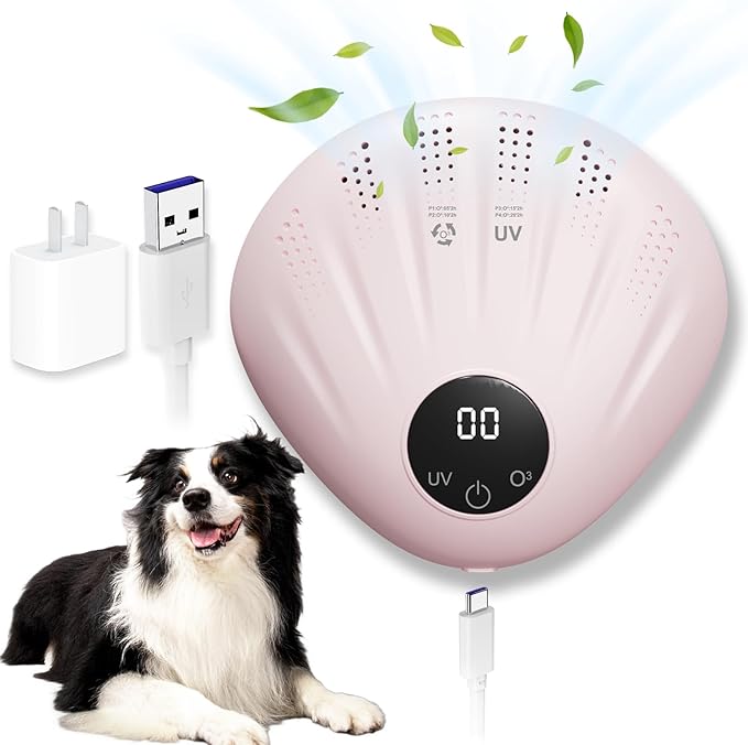 Advanced Pet Deodorizer for Litter Box, 99% Odor Eliminator, Portable & Rechargeable