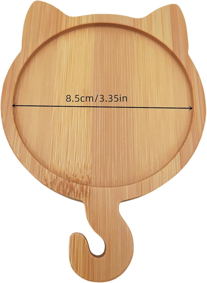 4PCS Mosaic Bamboo Coasters for Crafts, Blank Base Trays, Drinking Cup Coaster, Plant Coaster, Art Plate,DIY Mosaic Supplies (Cat)