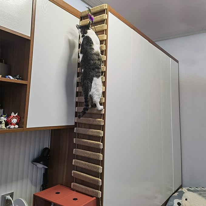 Cat Climbing Frame Bridge Use for Cat Cage Sisal Rope Cat Ladder Pet Furniture Cat Step Scratcher Post Kitten Toys Cat Tree Tower Cat Bridge