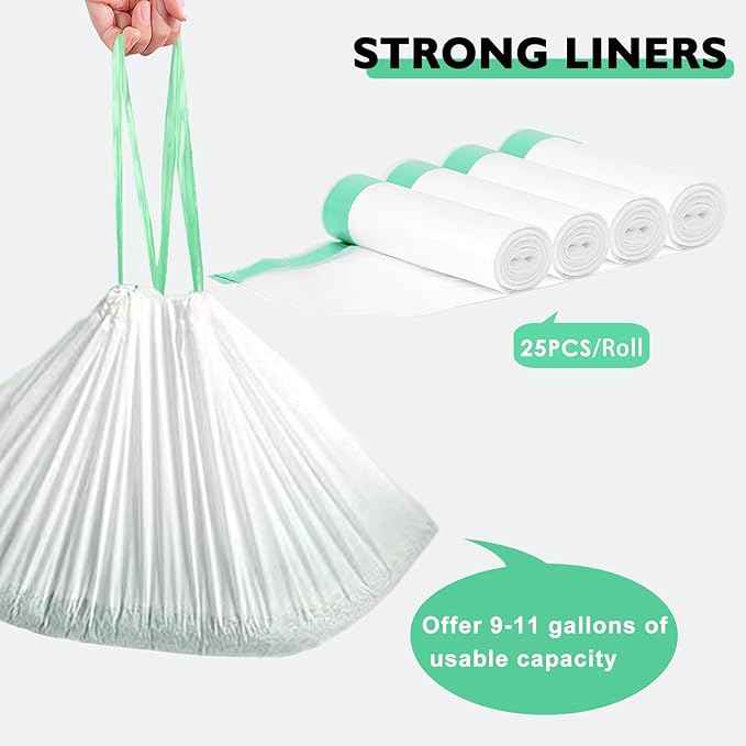 100 Pack Cat Litter Box Liner Bags Compatible with Litter Box Robot 4 and 3 Automatic Cat Litter Box, Thick Heavy Duty Drawstring Self-cleaning Litter Box Waste Drawer Liners, 9-11 Gallons Trash Bags